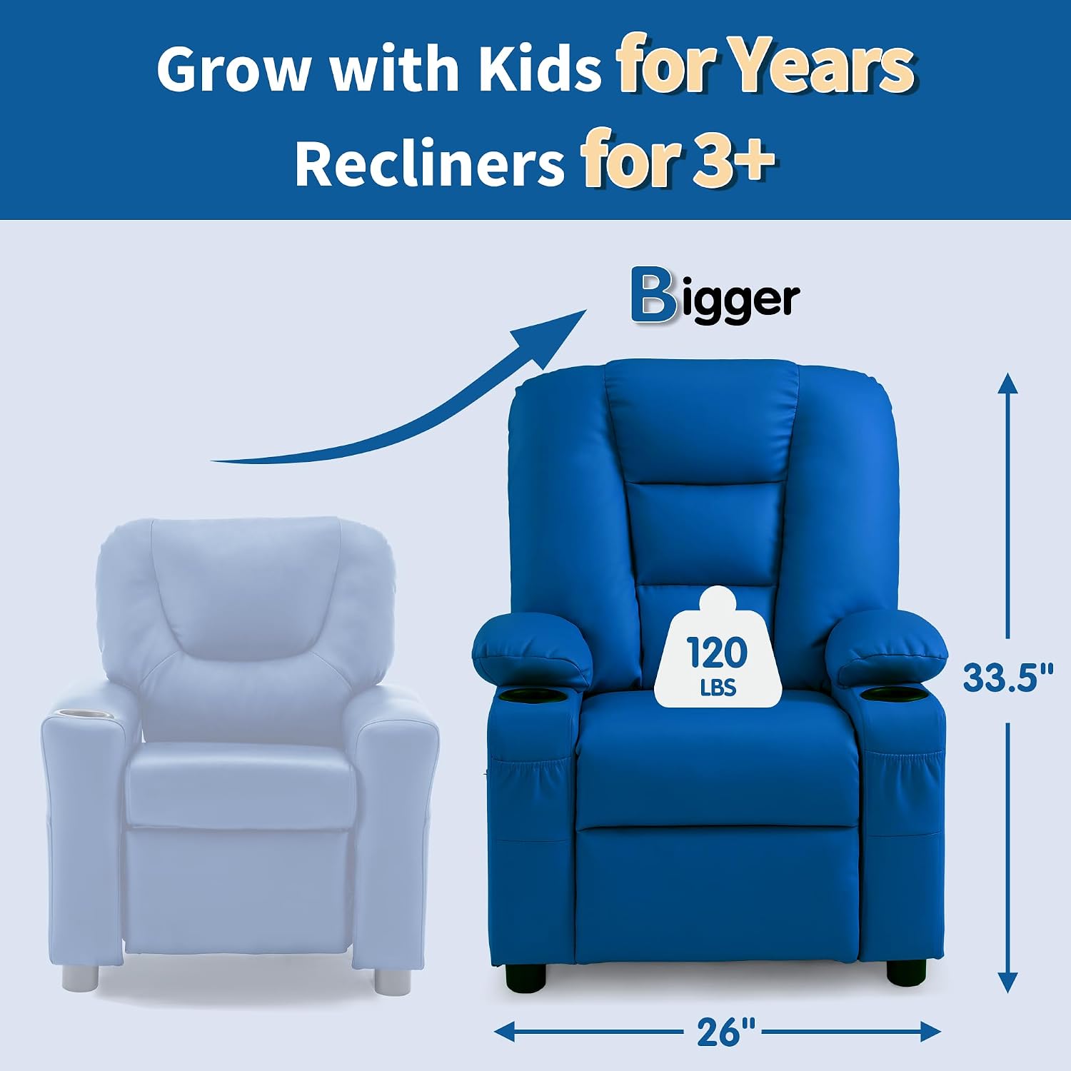 Big Kids Recliner for Ages 3+, Toddlers Recliner Sofa 7322