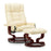 Mcombo Swiveling Recliner Chair with Wrapped Wood Base and Matching Ottoman Footrest, Furniture Casual Chair, Faux Leather 9019