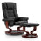 Mcombo Swiveling Recliner Chair with Wrapped Wood Base and Matching Ottoman Footrest, Furniture Casual Chair, Faux Leather 9019