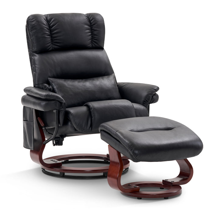 MCombo Swivel Recliners with Ottoman, Reclining TV Chairs with Vibration Massage, Faux Leather Ergonomic Lounge Chair for Living Room Bedroom 4832