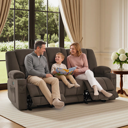 81 in 3 Seater Reclining Sofa with Heat and  Massage 6034M3
