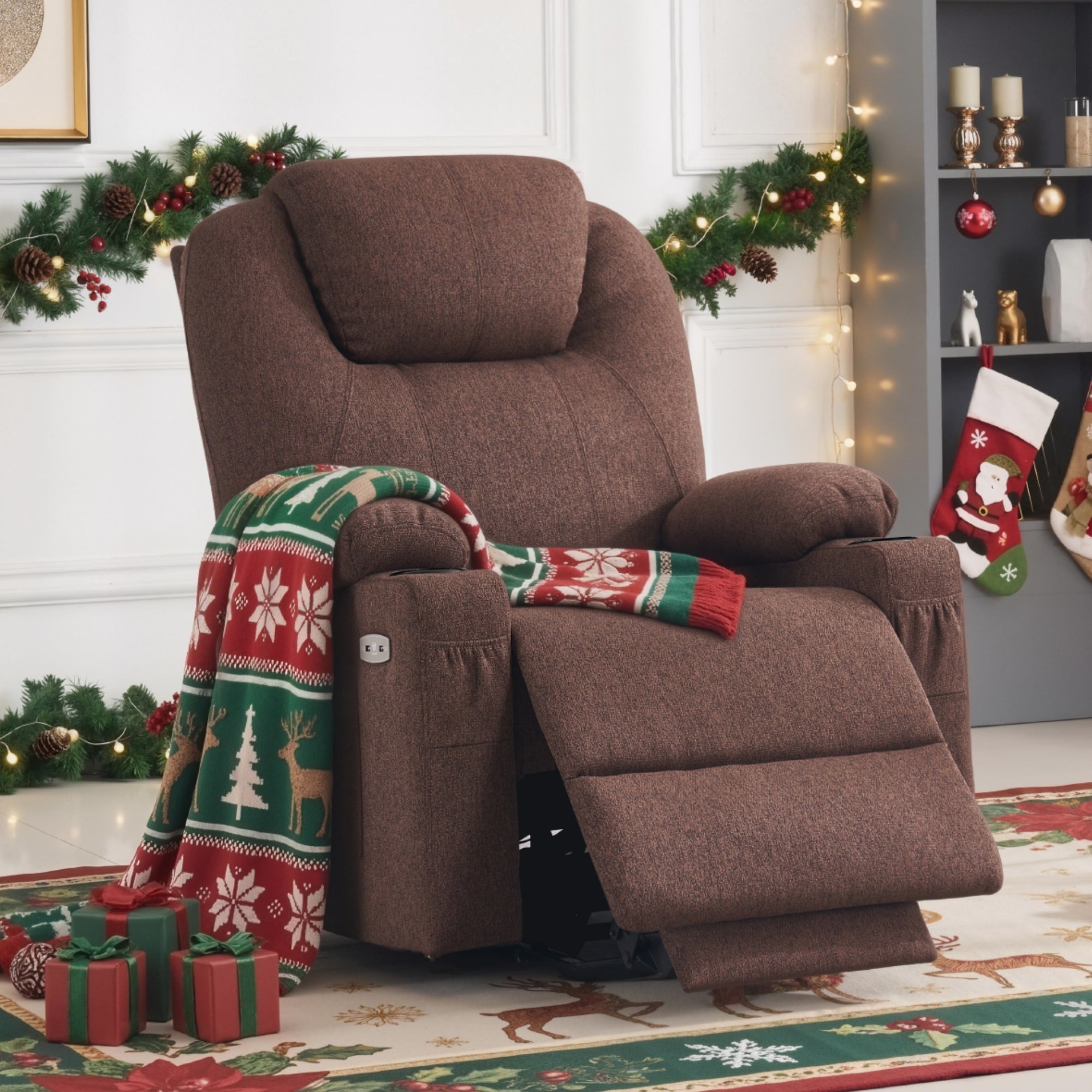 Power Lift Recliner Chair for Elderly, Massage and Heat, Fabric 7040|7516|7141