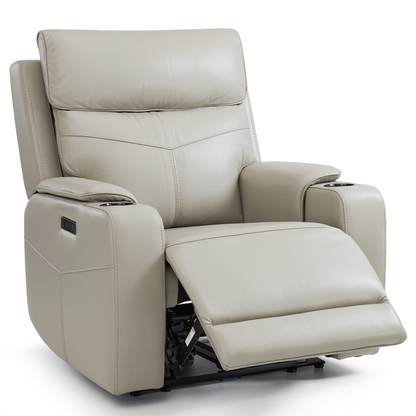 Genuine Leather Zero-Wall Power Recliner with Adjustable Headrest, Cup Holders GL58