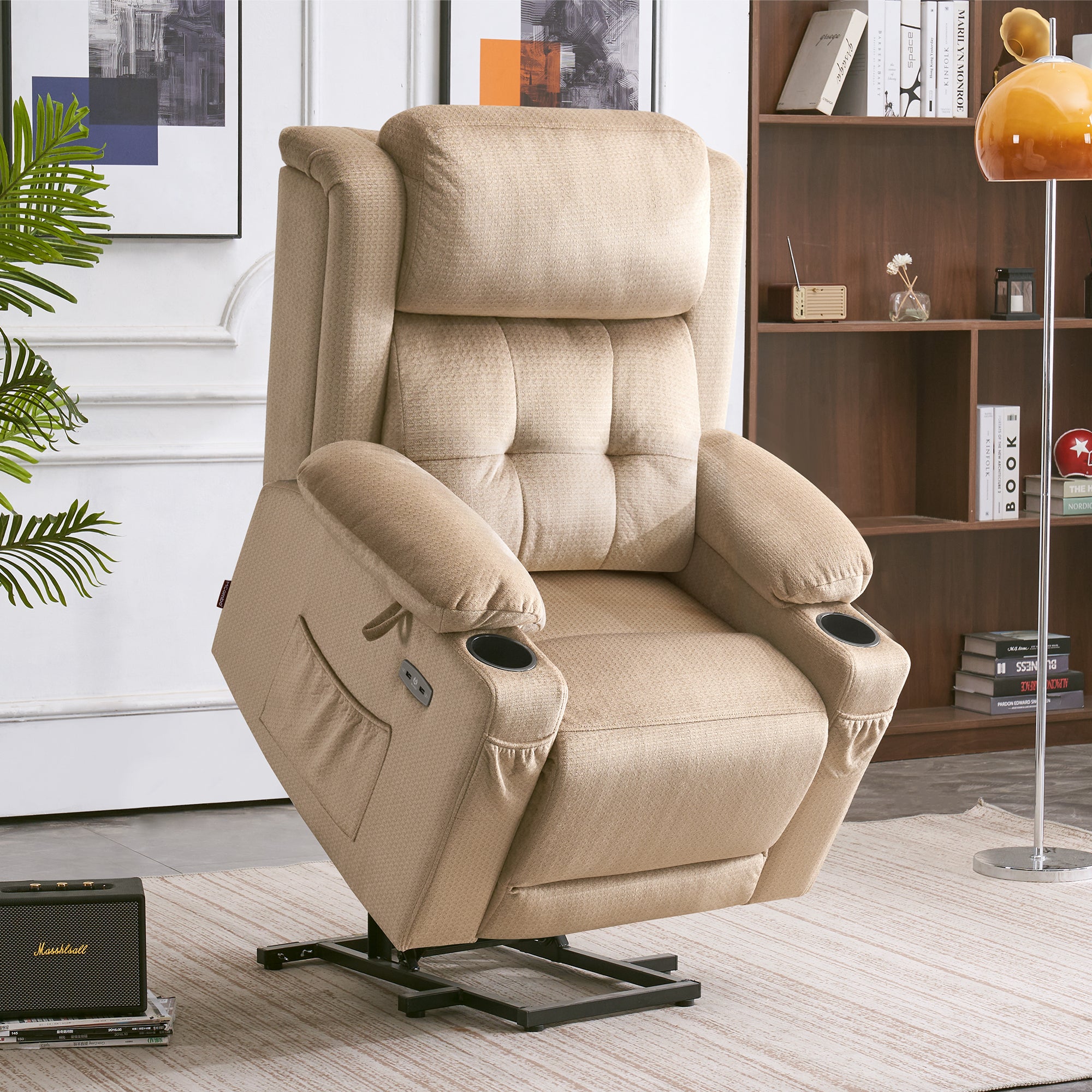 Power Lift Recliner Chair for Elderly, Dual Motor, Massage and Heat, Fabric 7661|7662|7664