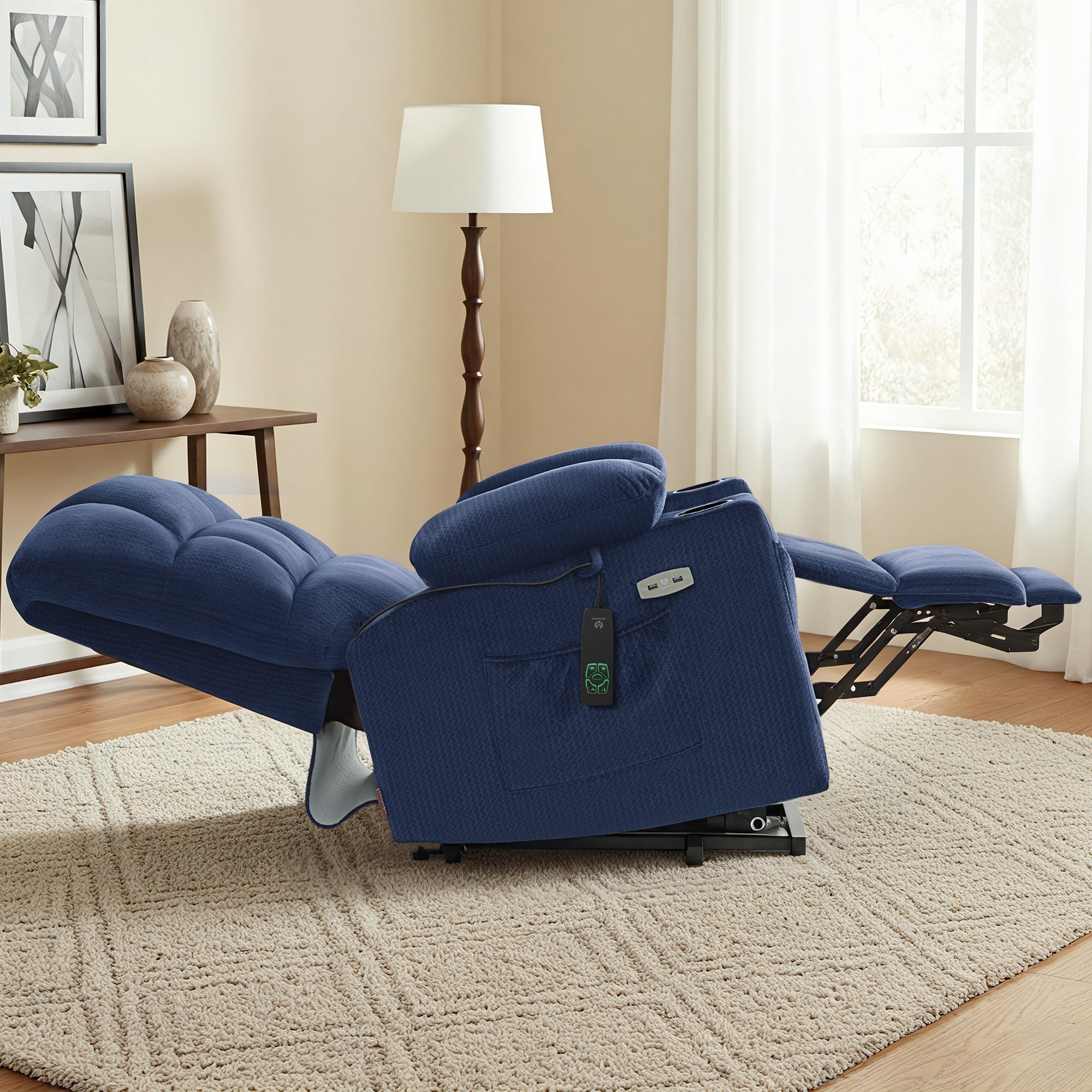 Power Lift Recliner Chair, Dual Motor, Massage and Heat, Fabric 7680|7679|R7688|R7677