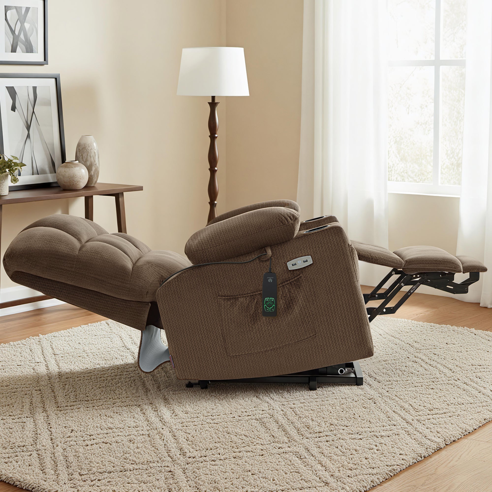 Power Lift Recliner Chair for Elderly, Dual Motor, Massage and Heat, Fabric 7680|7679|R7688|R7677