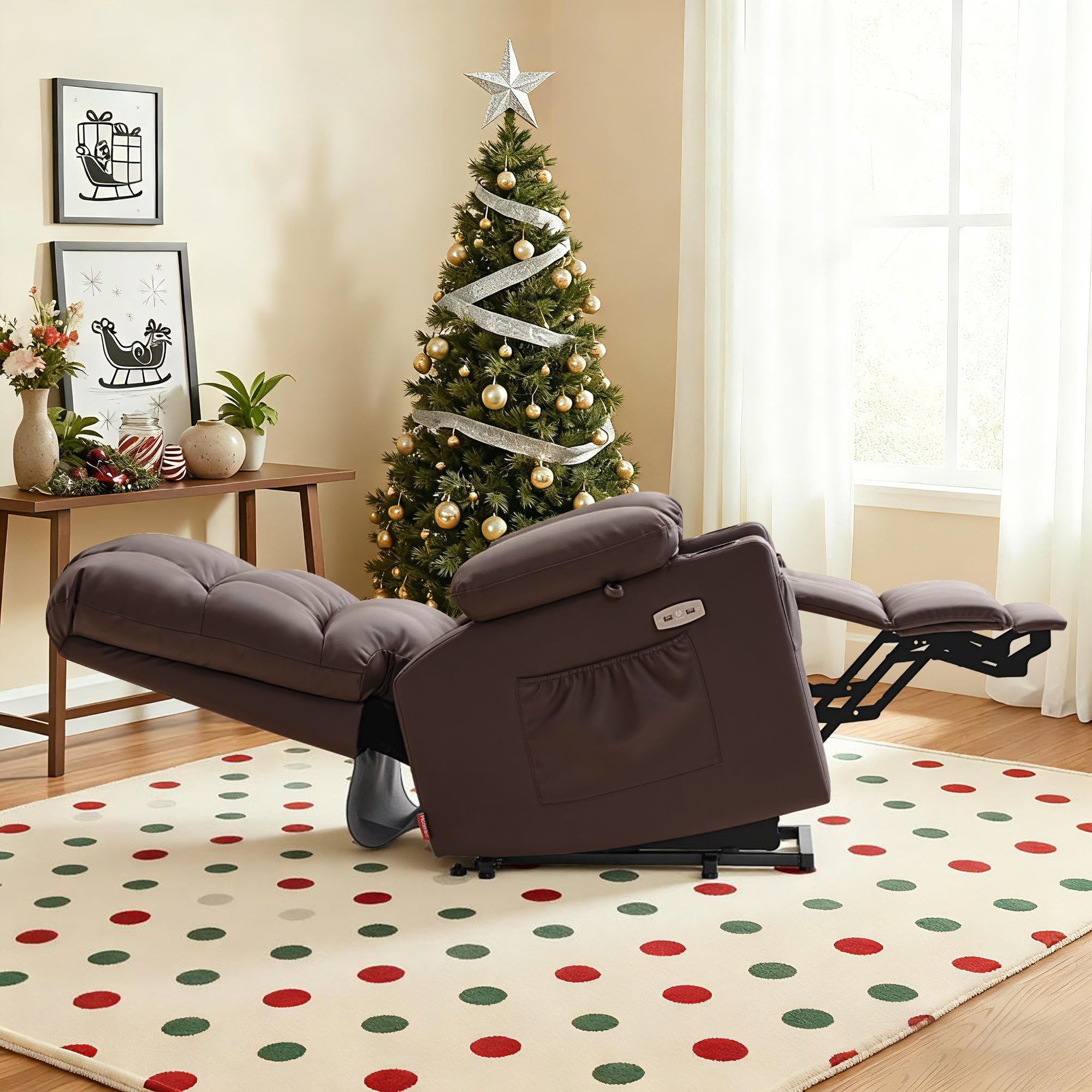 Power Lift Recliner Chair for Elderly, Dual Motor, Massage and Heat, Faux Leather 7680|7679|R7688|R7677