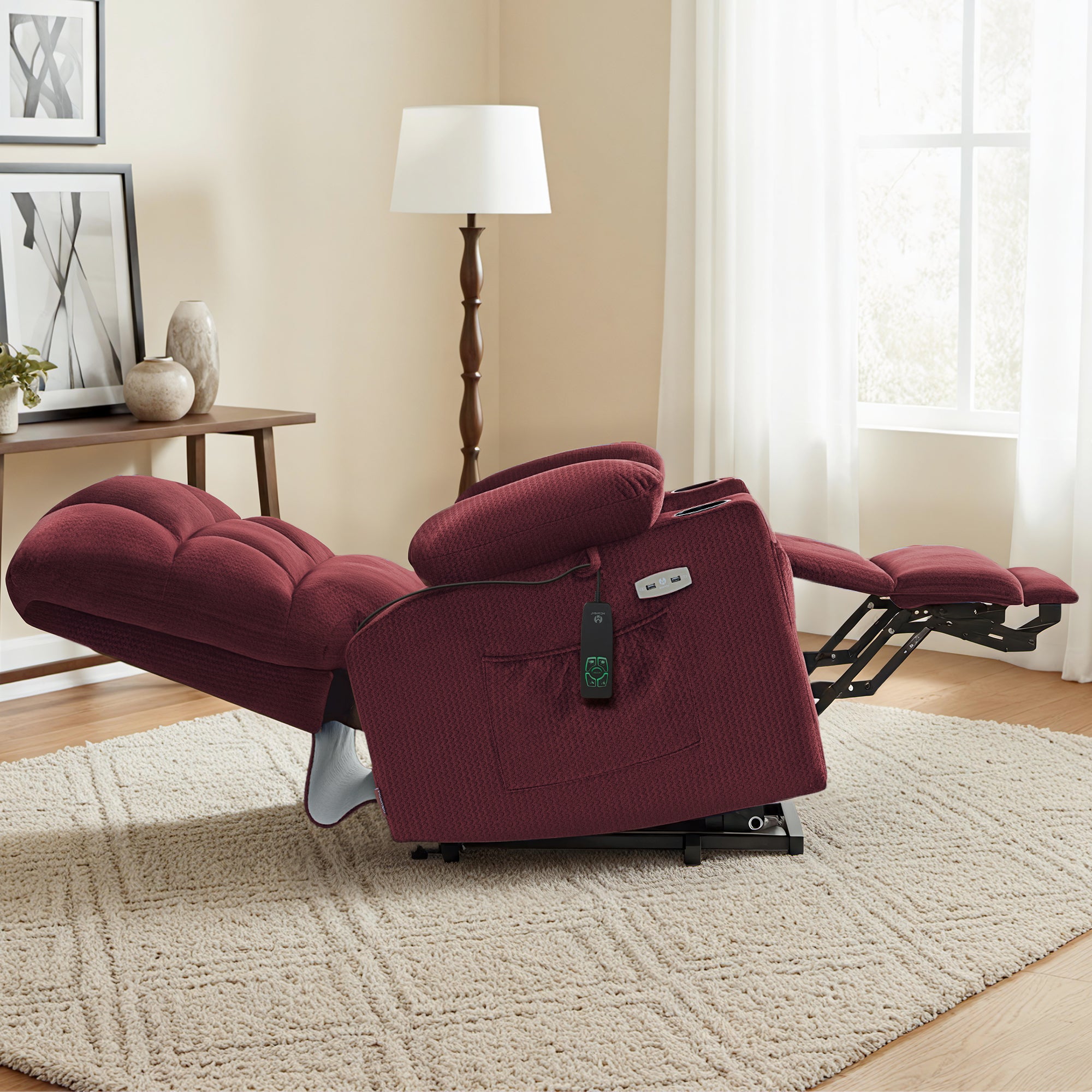 Power Lift Recliner Chair for Elderly, Dual Motor, Massage and Heat, Fabric 7680|7679|R7688|R7677