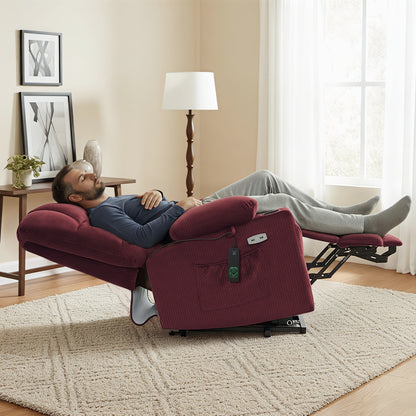 Power Lift Recliner Chair for Elderly, Dual Motor, Massage and Heat, Fabric 7680|7679|R7688|R7677