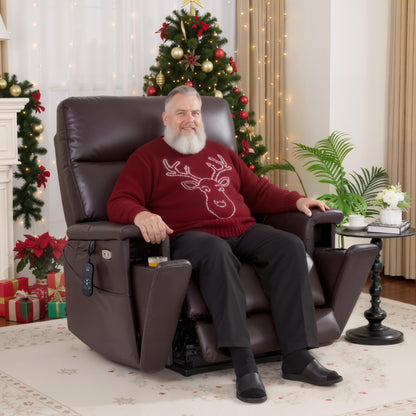 MCombo 500lbs Heavy Duty Lift Chair for Elderly, Extra Wide Dual Motor Power Lift Recliner with Hidden Cup Holders, USB Charging, Breathable Faux Leather R7777
