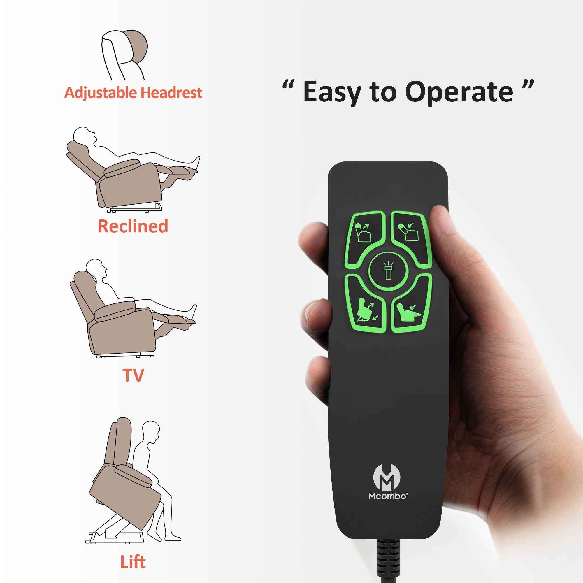 Power Lift Recliner Chair for Elderly, Massage and Heat, Fabric R7605