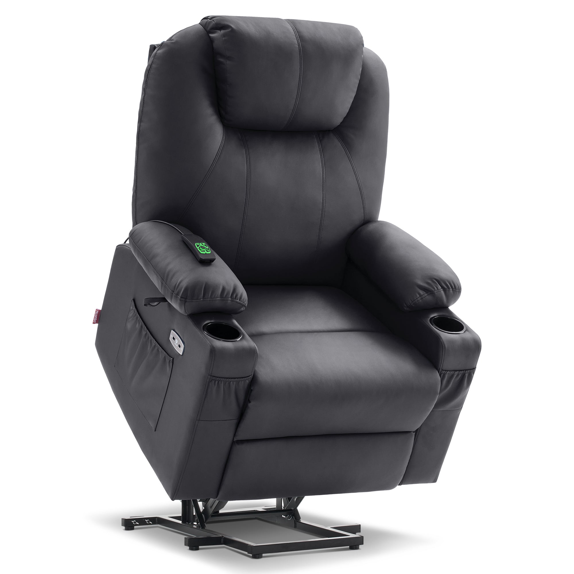 Power Lift Recliner Chair for Elderly, Dual Motor, Massage and Heat, Faux Leather 7815
