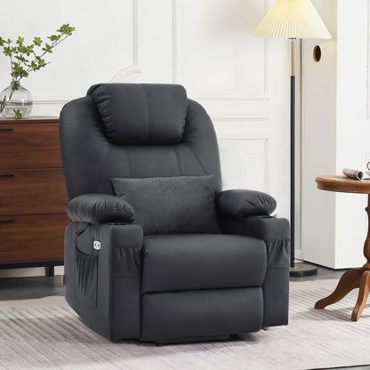 Power Lift Recliner Chair for Elderly, Dual Motor, Massage and Heat, Faux Leather 7815