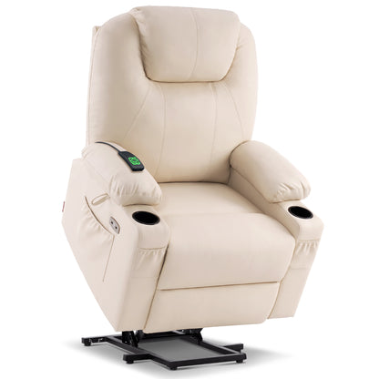 Power Lift Recliner Chair for Elderly, Dual Motor, Massage and Heat, Faux Leather 7815