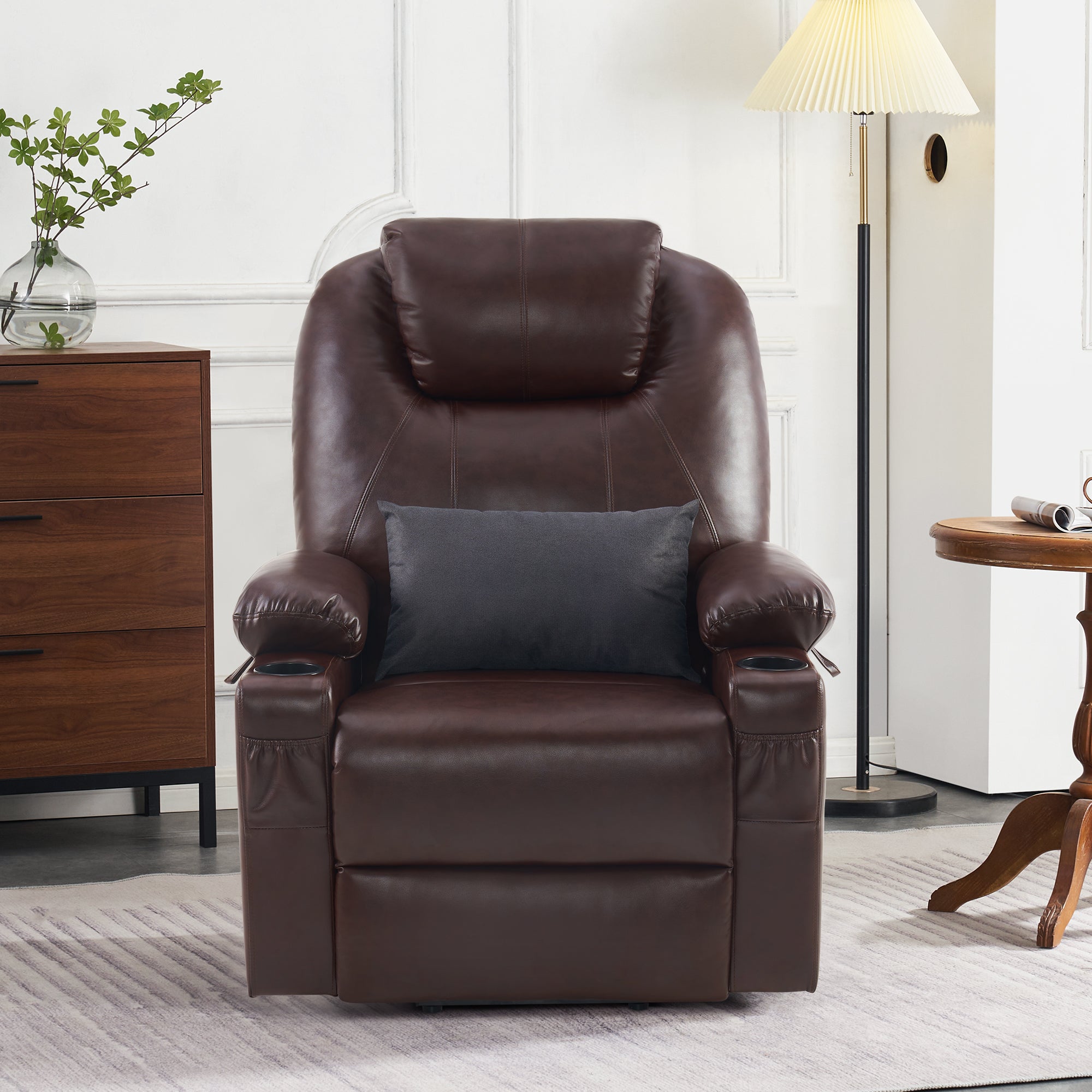 Power Lift Recliner Chair for Elderly, Dual Motor, Massage and Heat, Faux Leather 7815