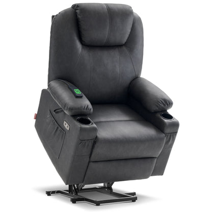 Power Lift Recliner Chair for Elderly, Dual Motor, Massage and Heat, Faux Leather 7815