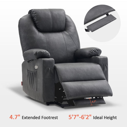 Power Lift Recliner Chair for Elderly, Dual Motor, Massage and Heat, Faux Leather 7815