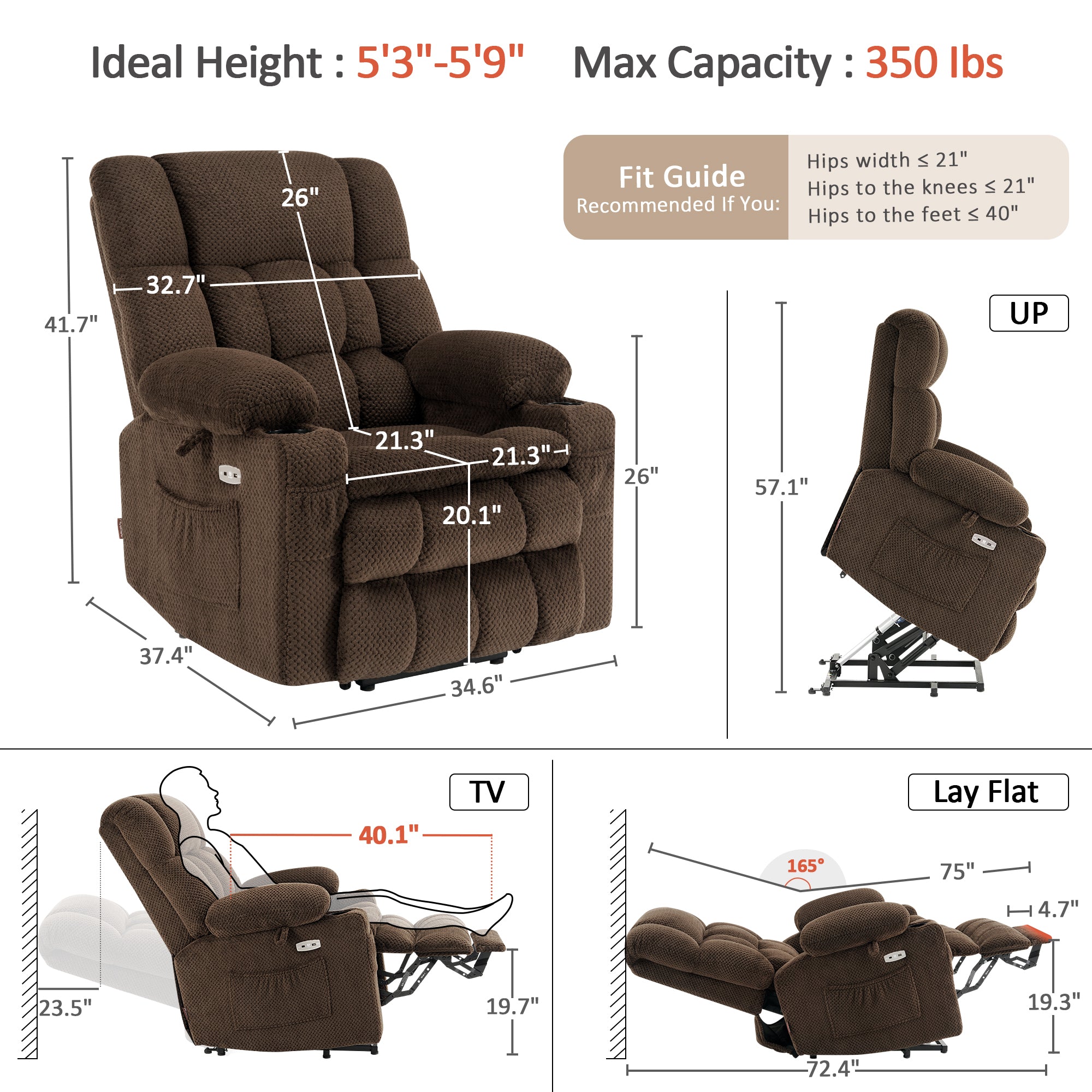 Dual Motor Power Lift Recliner Chair for Elderly, Massage and Heat, Lay Flat for Sleeping, Fabric 7890|7893|7896|R7897|R7891|R7894