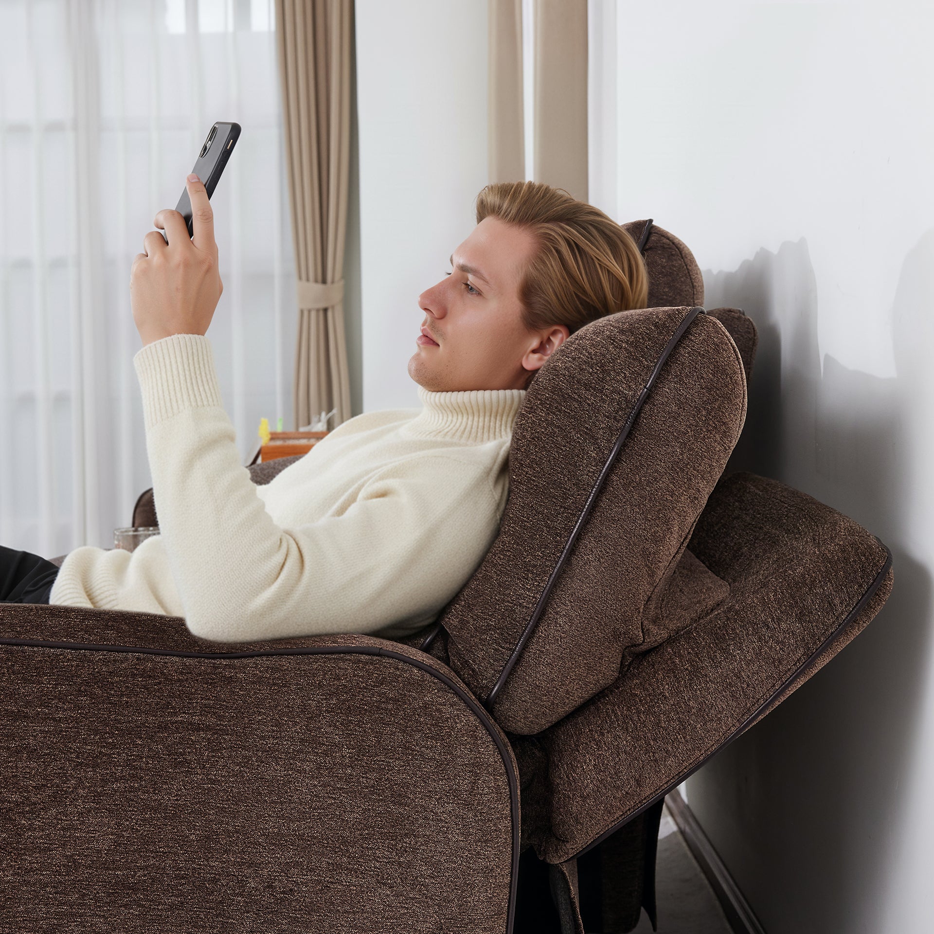 Power Reclining Loveseat with Console and Adjustable Headrest, Wall Hugger, 6926