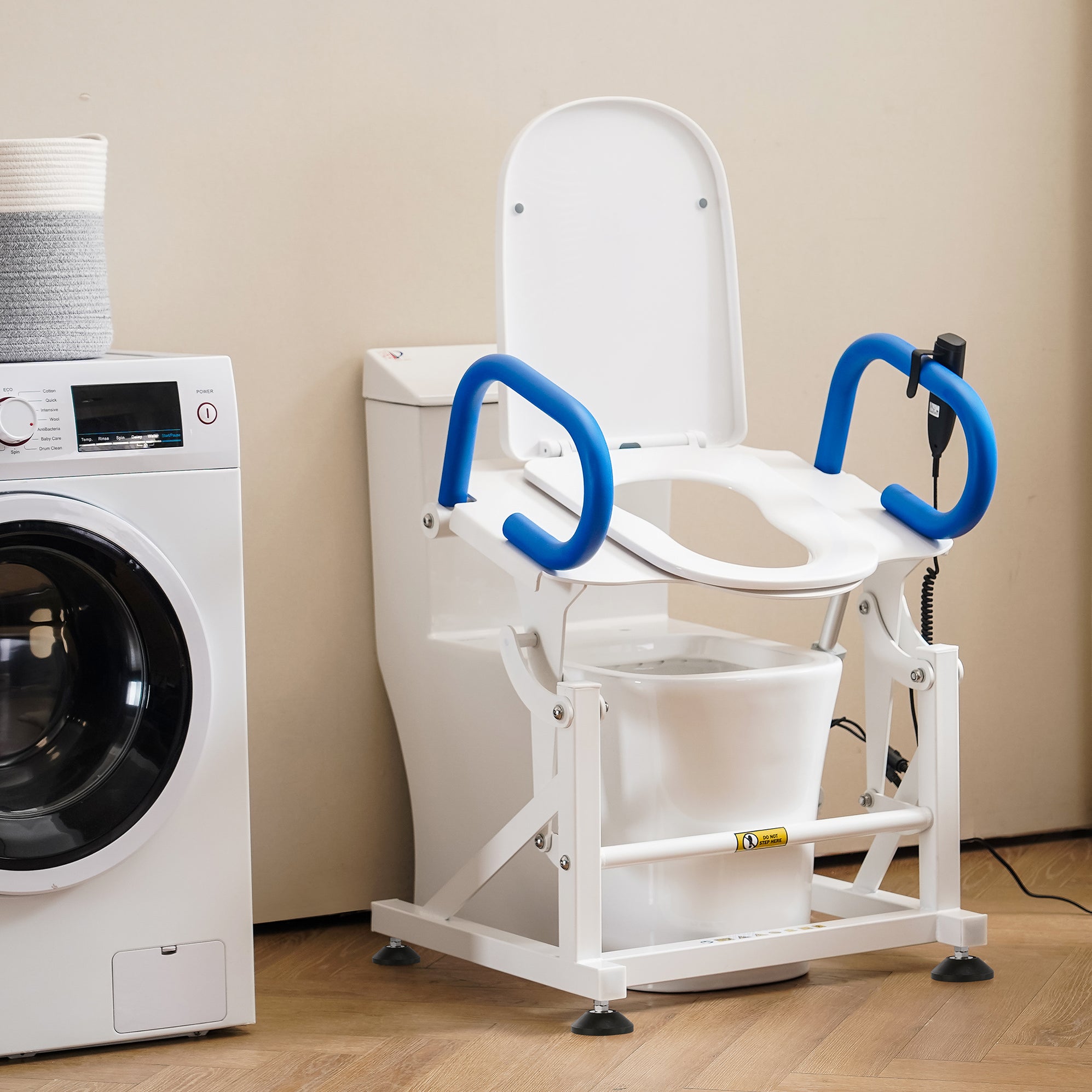 Electric Toilet Seat Lift with Padded Arms for Elderly and Disa