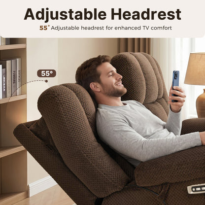 Power Reclining Loveseat with Heat and Massage, Fabric 6855