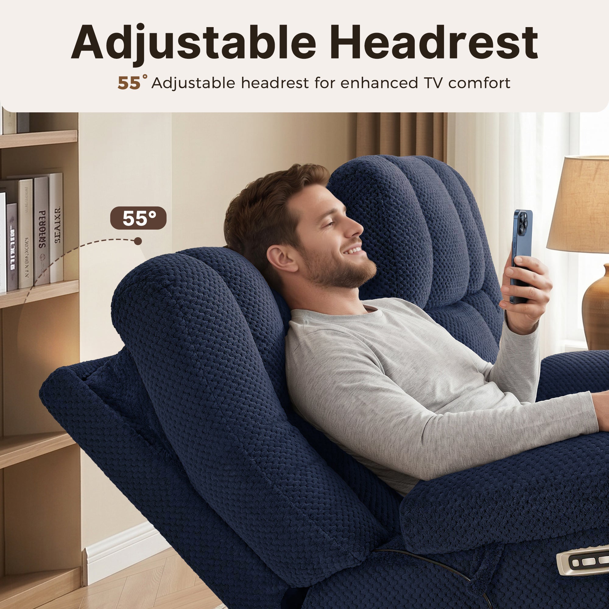 65 in Oversized Reclining Loveseat with Heat & Massage 6855 