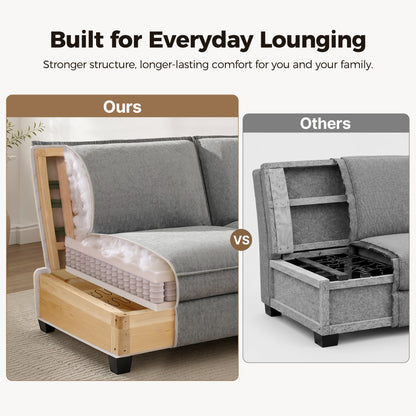 Oversized Cloud Modular Sectional Sofa, FSC Certified Sectional Couches with Ottoman for Living Room S0701