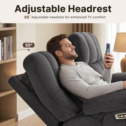 Power Reclining Loveseat with Heat and Massage, Fabric 6855