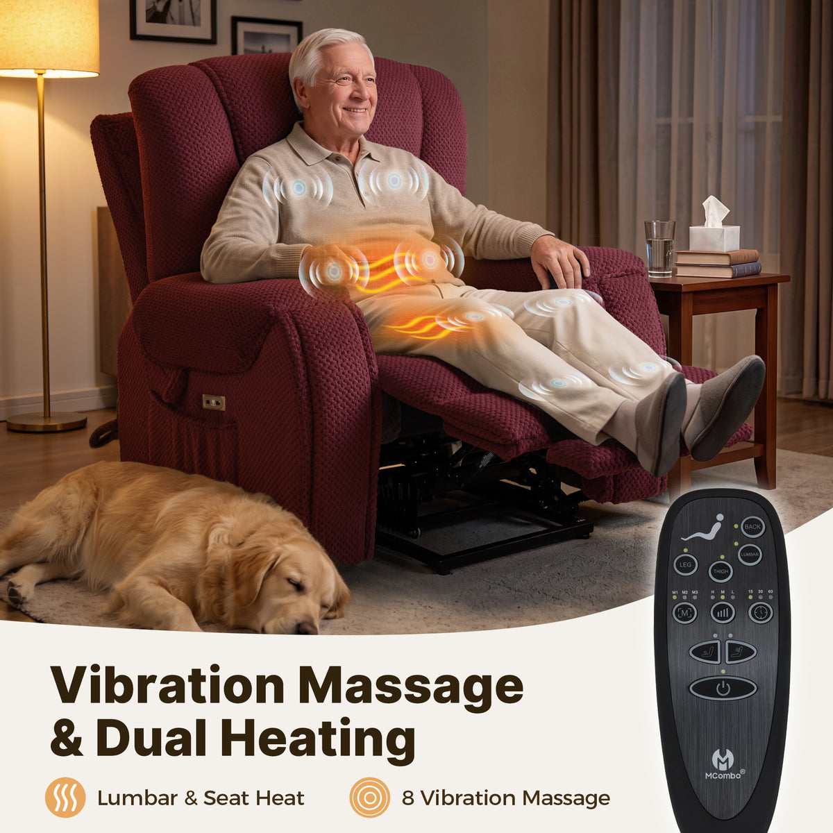 4-Motor Power Lift Recliner with Power Lumbar & Headrest R7558