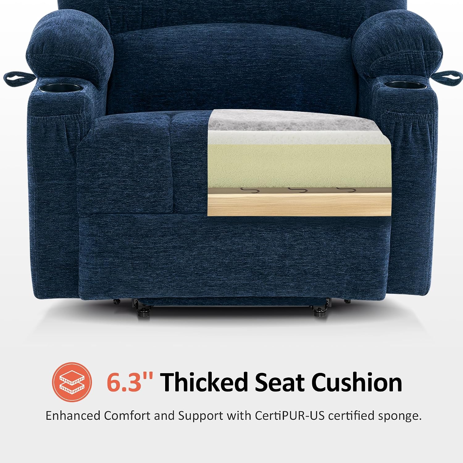 Power Lift Recliner Chair, Massage and Heat, Fabric 7095|7099|R7092|R7096