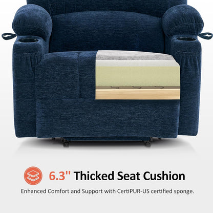 Power Lift Recliner Chair, Massage and Heat, Fabric 7095|7099|R7092|R7096