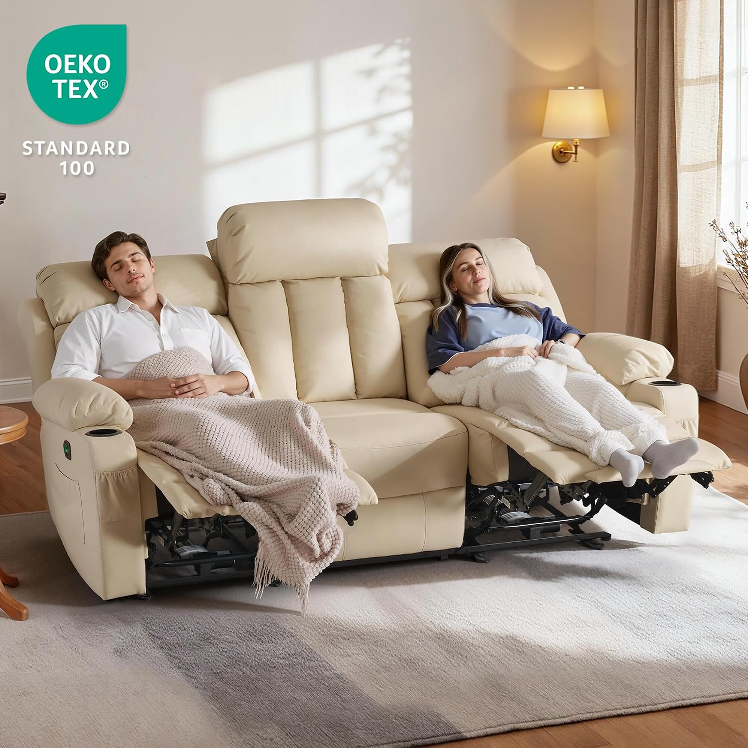 84 in 3 Seater Reclining Sofa with Heat and Massage 6077