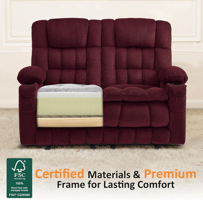 Power Reclining Loveseat with Heat and Massage, Fabric 6314|6316M3