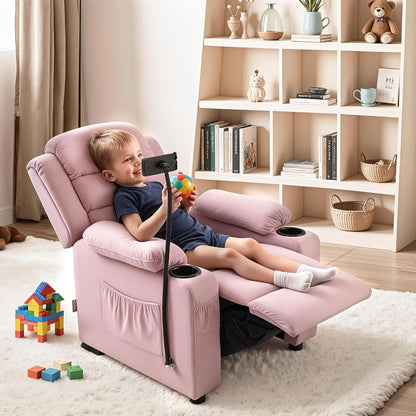 Bigger Kids Recliner for Ages 5+, Teens Recliner with iPad Stand, Child Reclining Chair with Cup Holders 7377