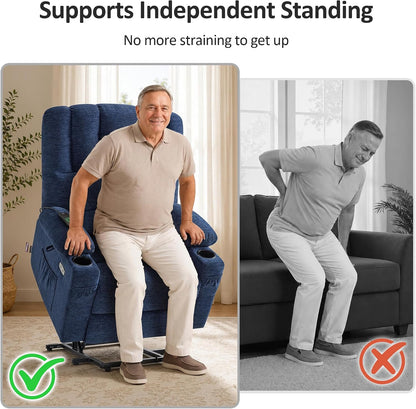 Power Lift Recliner Chair, Massage and Heat, Fabric 7095|7099|R7092|R7096