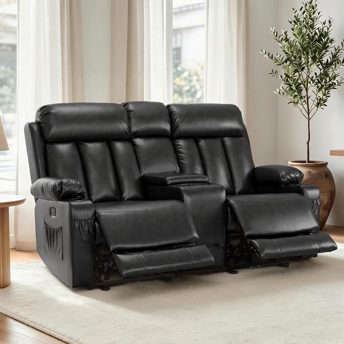 71 in Reclining Loveseat with Console, Heat & Massage 6095