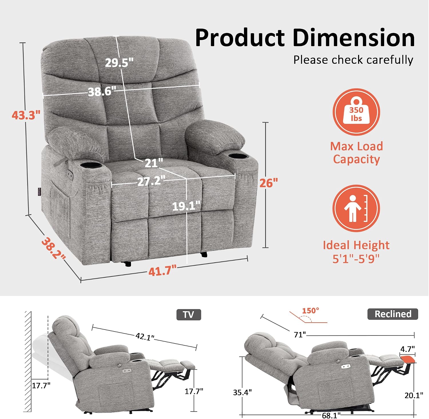 Power Lift Recliner Chair for Elderly, Fabric 7283|7281|7287|R7289|R7399