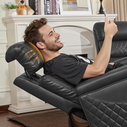 Power Reclining Loveseat with Console, Home Theater Seating, Faux leather HTS480