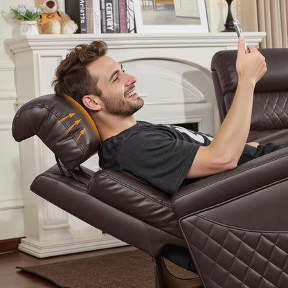 Power Reclining Loveseat with Console, Home Theater Seating, Faux leather HTS480