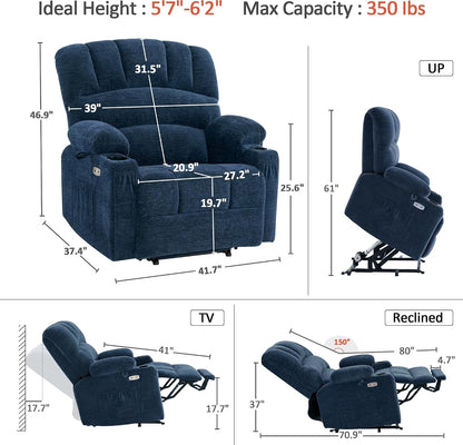 Power Lift Recliner Chair, Massage and Heat, Fabric 7095|7099|R7092|R7096