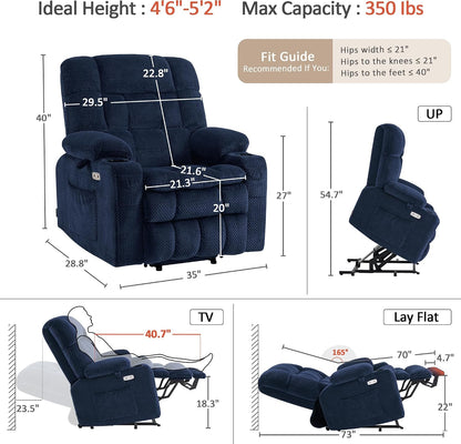 Dual Motor Power Lift Recliner Chair for Elderly, Massage and Heat, Lay Flat for Sleeping, Fabric 7890|7893|7896|R7897|R7891|R7894