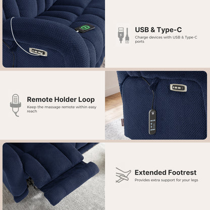 65 in Oversized Reclining Loveseat with Heat & Massage 6855 