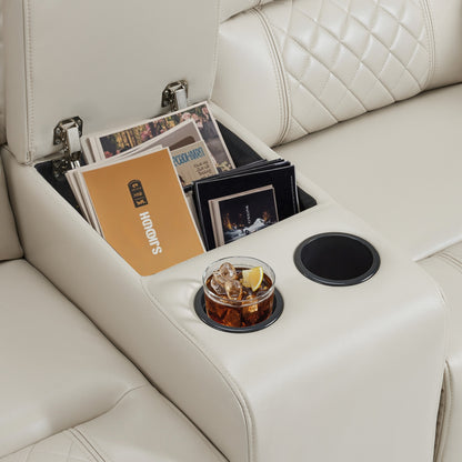 Power Reclining Loveseat with Console, Home Theater Seating, Faux leather HTS480