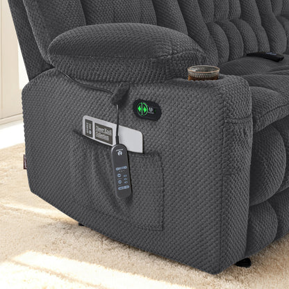 Power Reclining Loveseat with Heat and Massage, Fabric RS6314