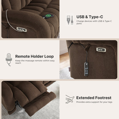 Power Reclining Loveseat with Heat and Massage, Fabric 6855