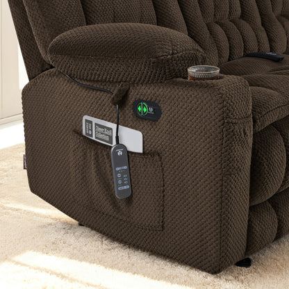Power Reclining Loveseat with Heat and Massage, Fabric RS6314