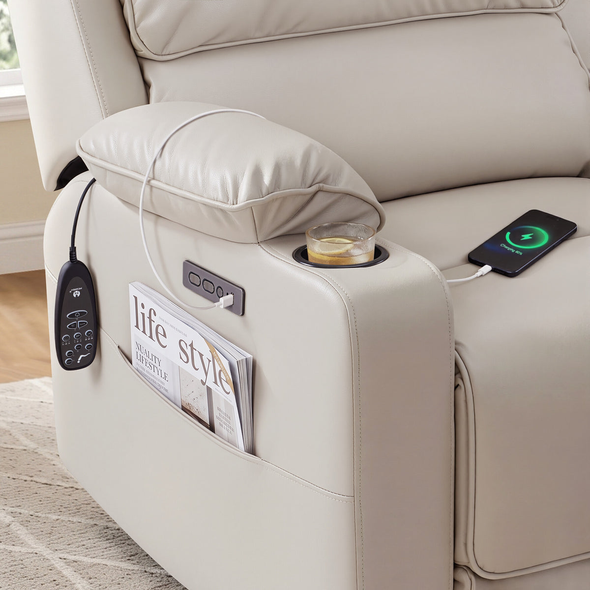 64 in Oversized Reclining Loveseat with Heat & Massage 6711