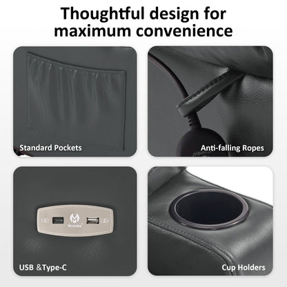 Power Lift Recliner Chair for Elderly, Triple Motor, Massage and Heat, Faux Leather 7661|7662