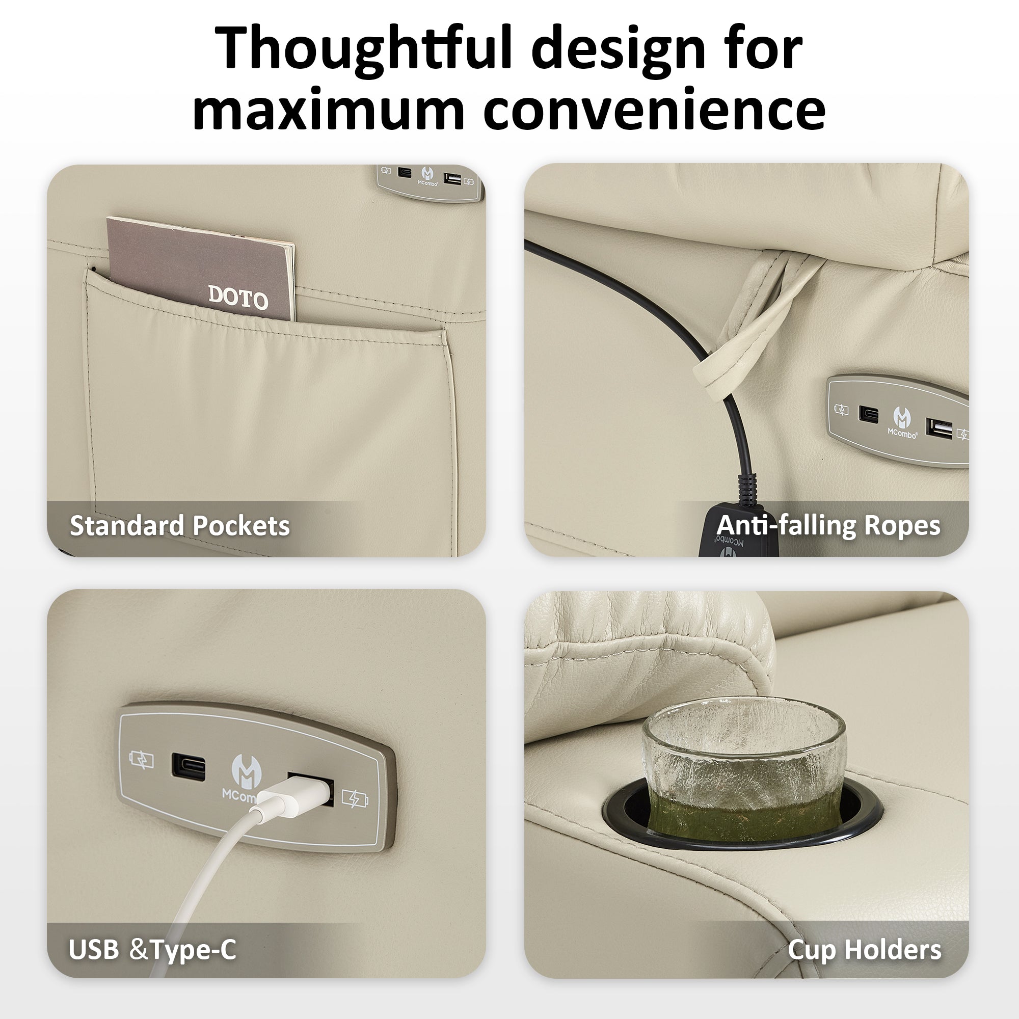 Power Lift Recliner Chair for Elderly, Faux Leather 7287|R7289