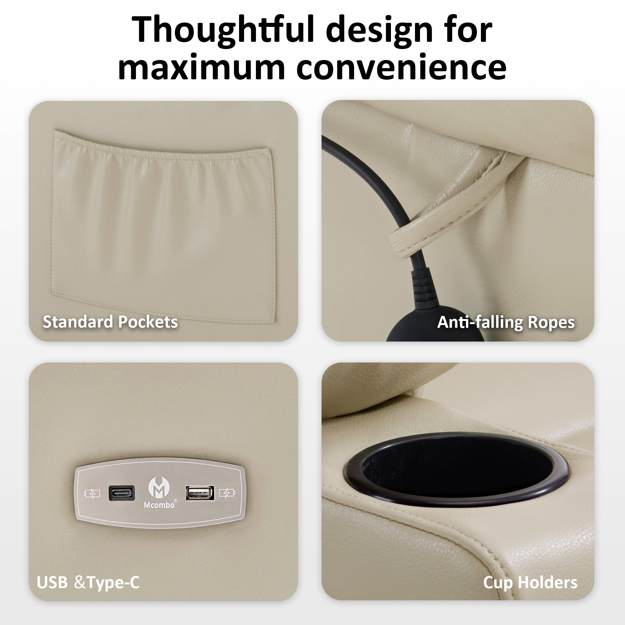 Power Lift Recliner Chair for Elderly, Triple Motor, Massage and Heat, Faux Leather 7661|7662